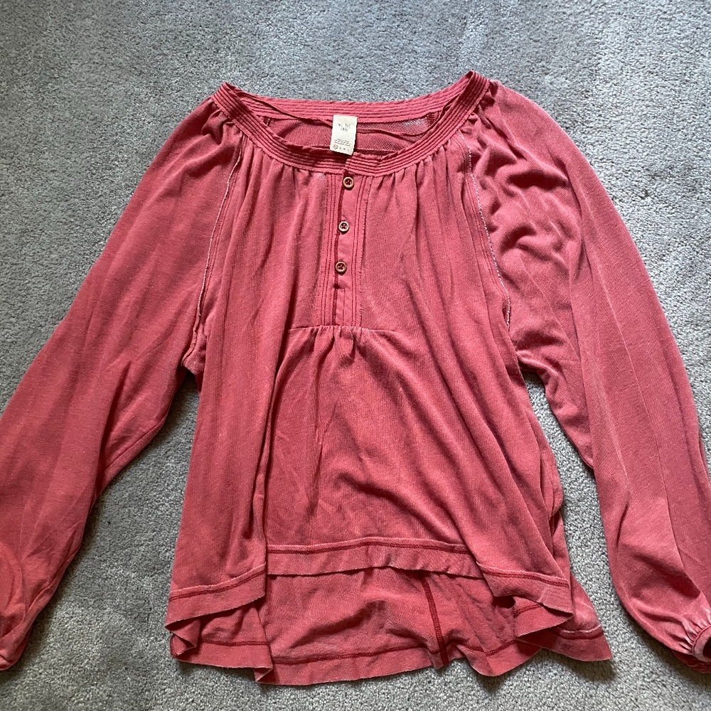 We the Free Pink Henley Top
